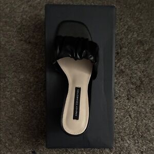 French Connection Black Ruffled Sandals